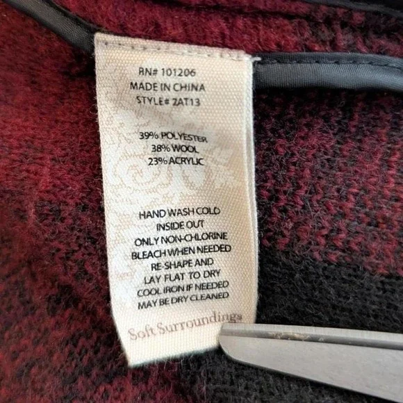 Soft Surroundings Red Plaid Wool Blend Pea Coat – Medium - Picture 8 of 8